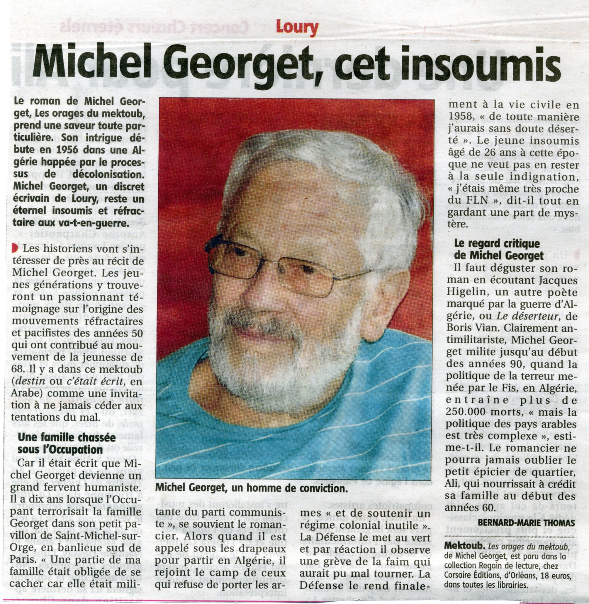 Courrier du Loiret juin 2016 M. Georget