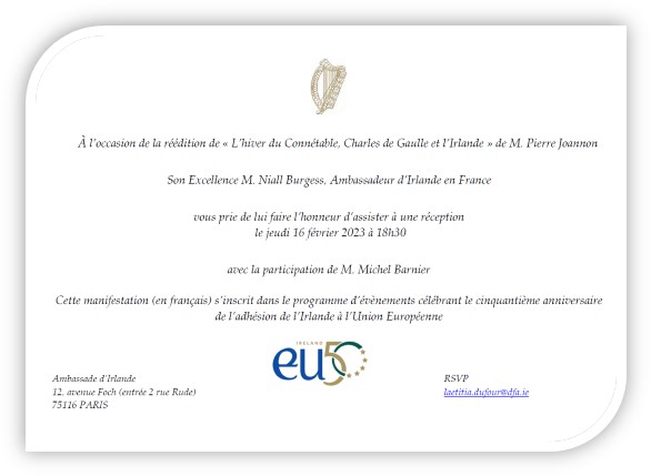Invitation Ambassade d'Irlande