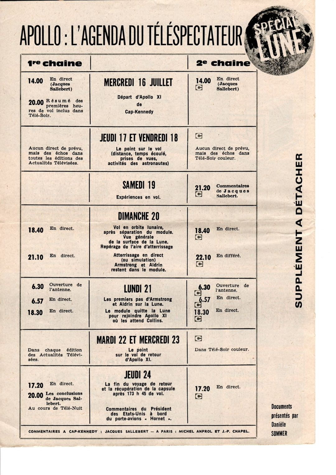programme juillet 1969 Michel Anfrol